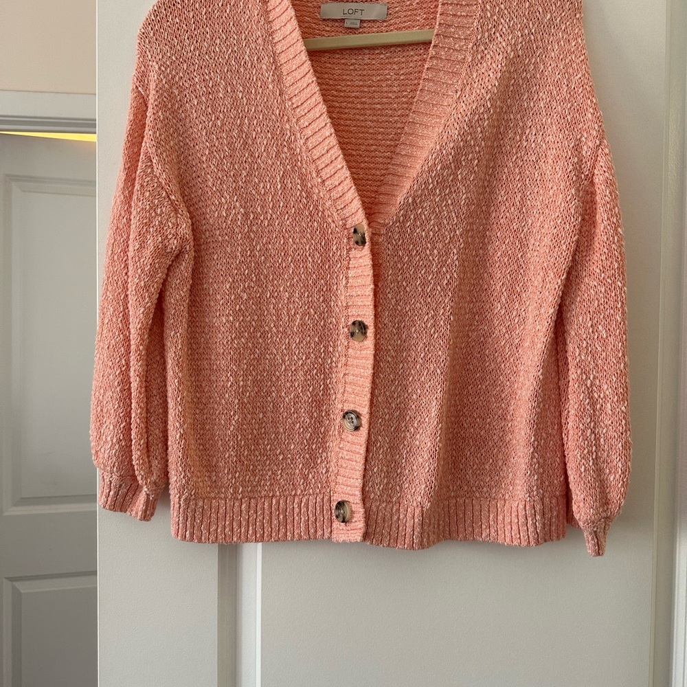 LOFT Women's Pink Cardigan Sweater
